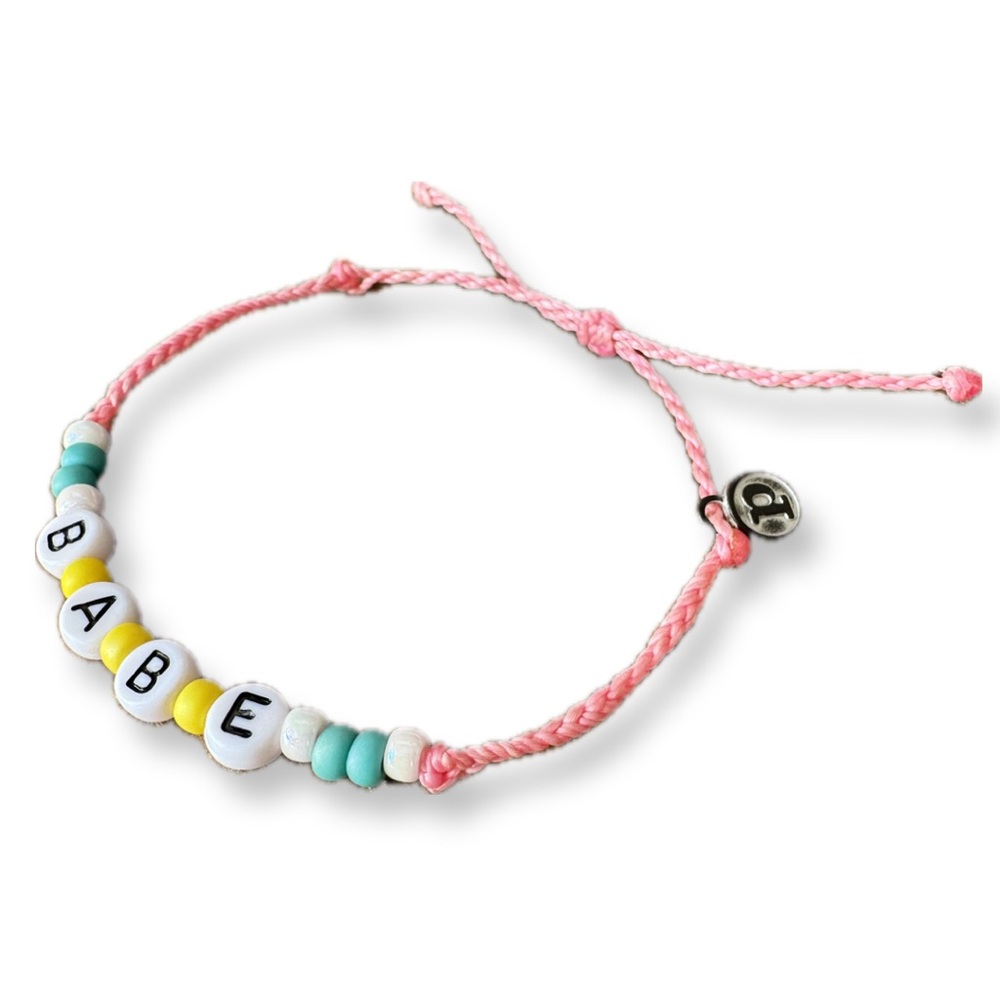 Pura Vida Pink Beaded Bracelet - ‘BABE’